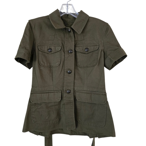 Lauren Jeans Jackets & Blazers - LAUREN JEANS COMPANY Short sleeve military‎ belted green jacket size small
